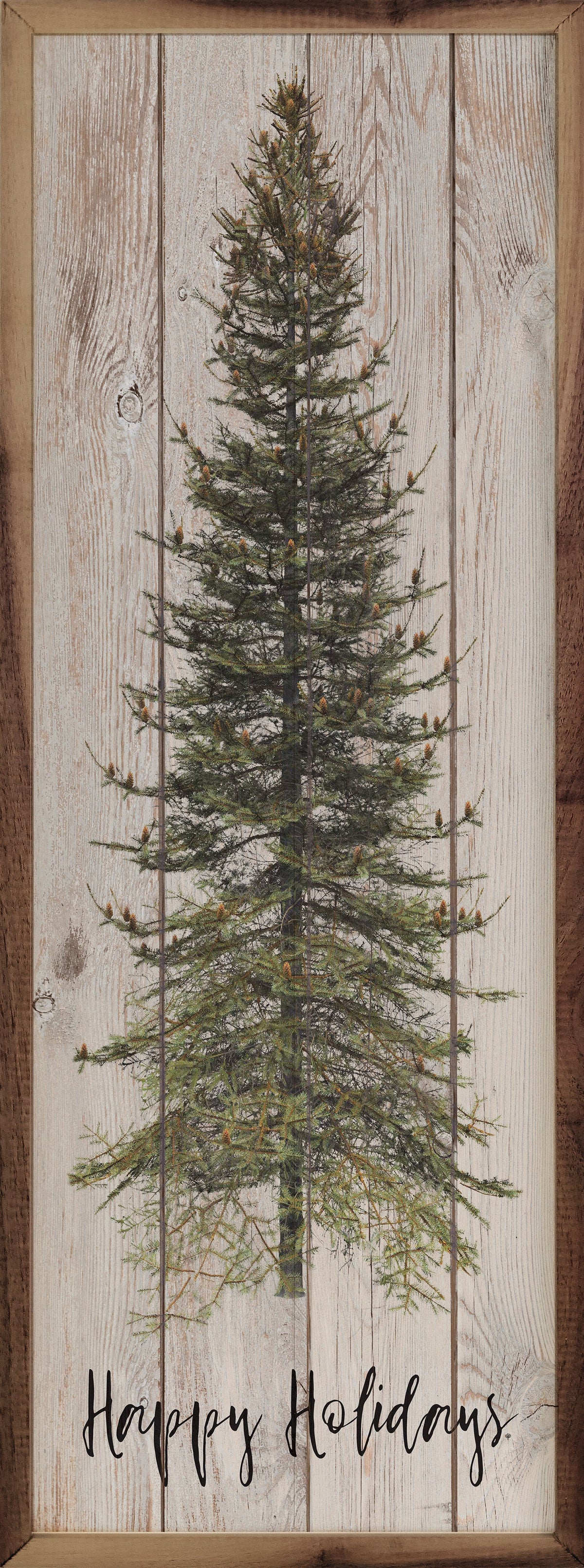 Happy Holidays Skinny Tree Whitewash