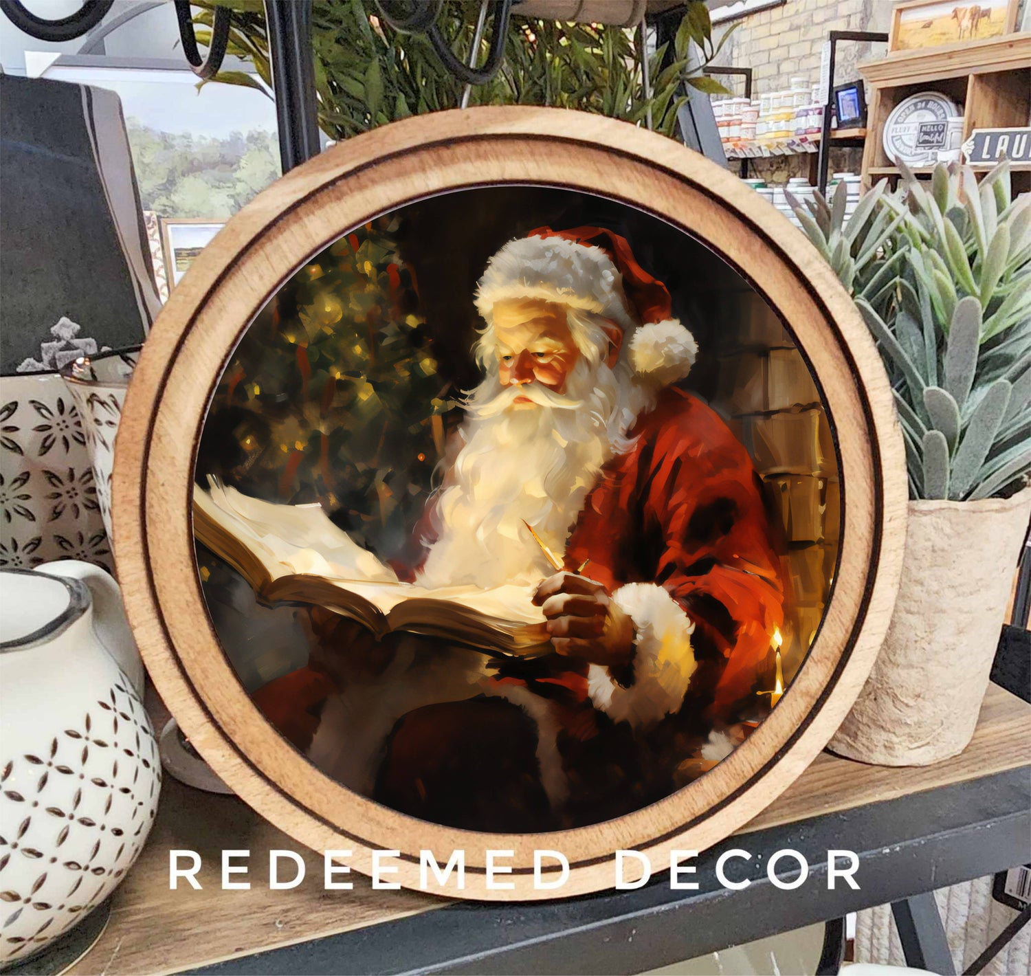 8&quot; Round Santa Book Art