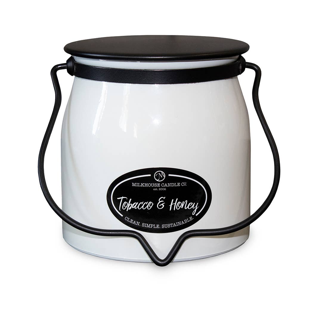 16 oz Butter Jar Candle: Tobacco &amp; Honey