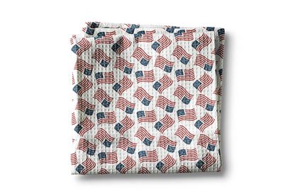 4th July Patriotic Red White Blue Flag Kitchen Towel Waffle
