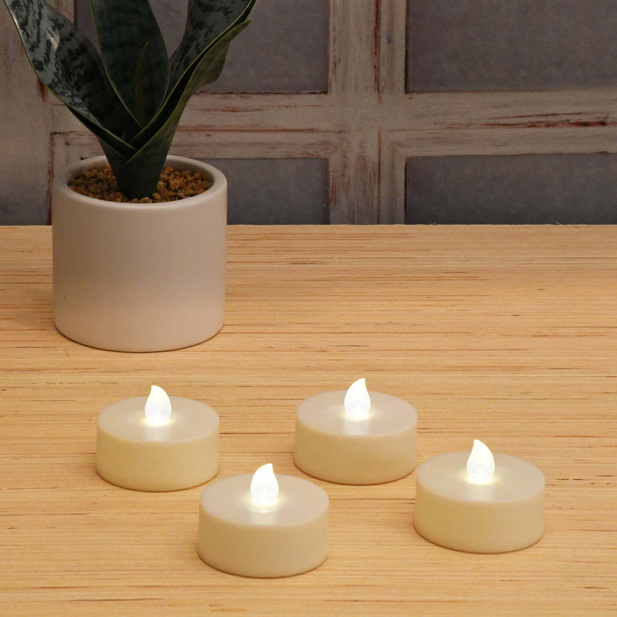 Extra Large Battery Operated Tea Lights , White - Set of 4