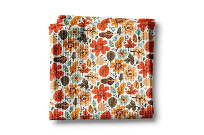 Fall Floral Waffle Weave Kitchen Towel | Autumn Flower