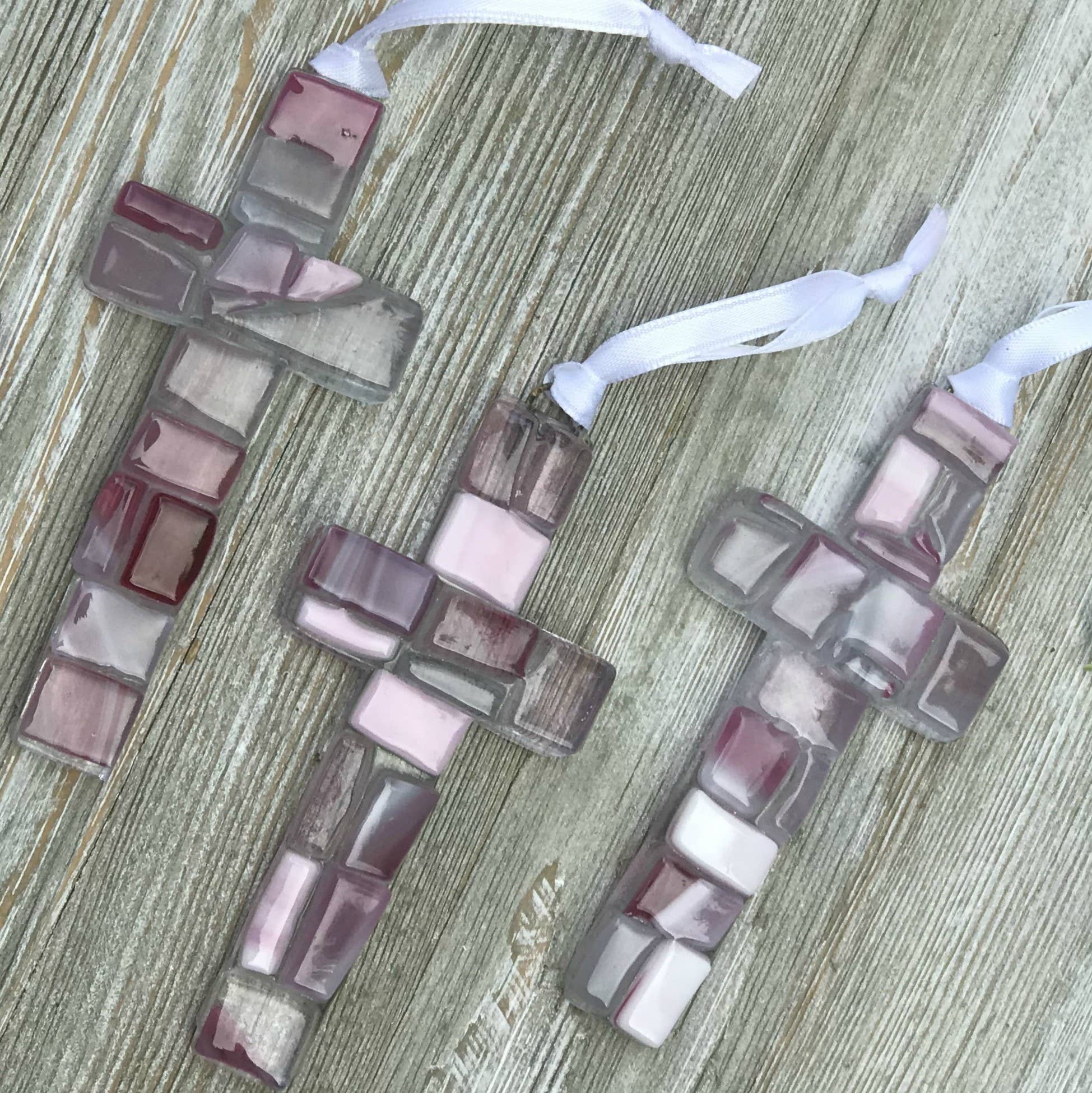 New Baby Girl Gift  USA Handmade Mosaic Glass Cross