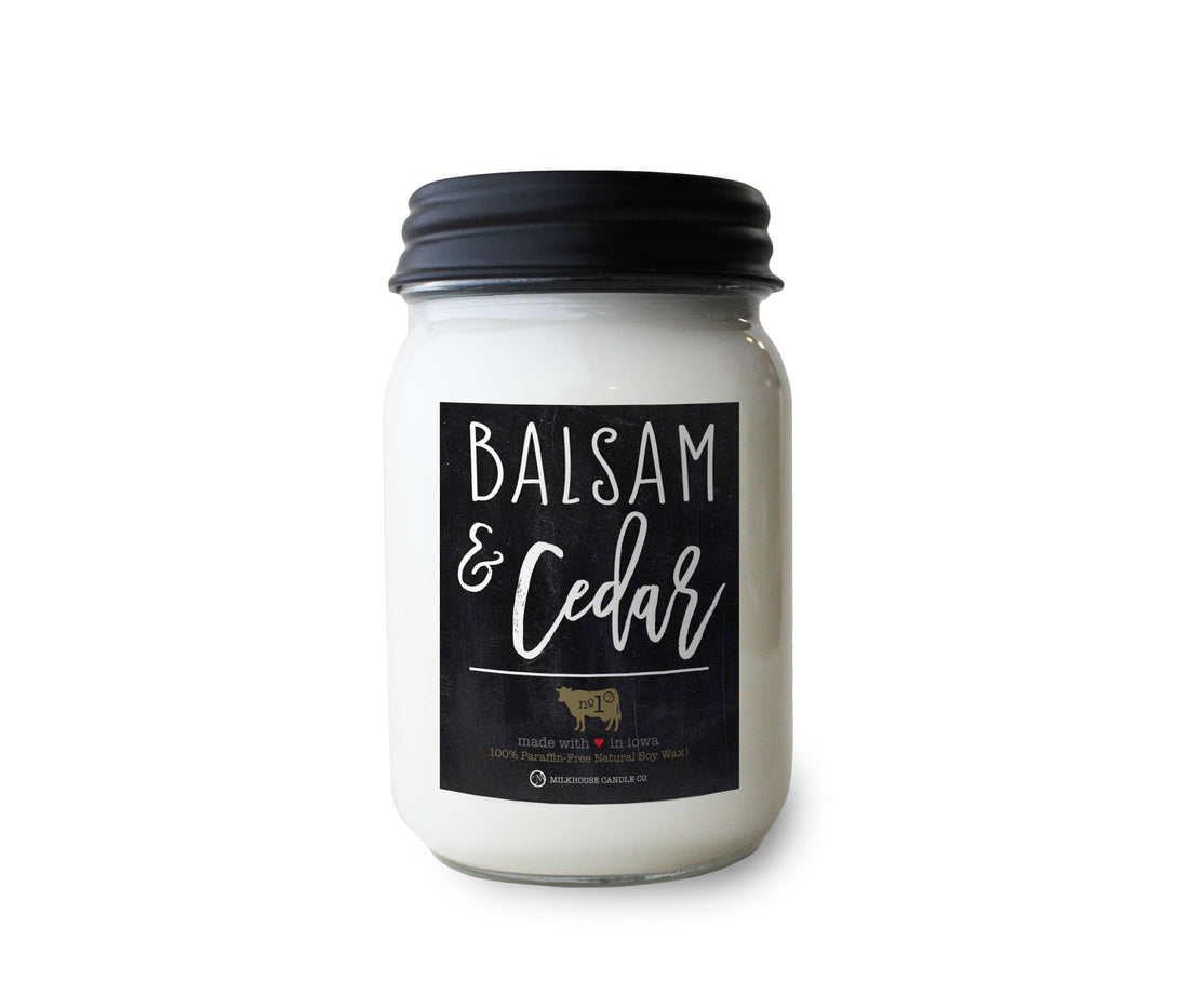 13 oz Mason Jar Christmas Candle: Balsam &amp; Cedar