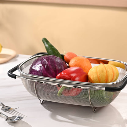 Fox Run Large Stainless Steel Colander, Extendable Handle