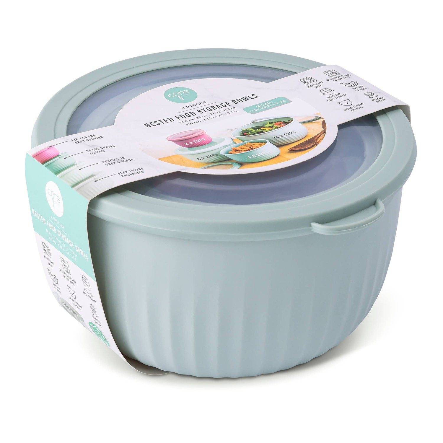 8pc Ribbed Round Storage Bowls