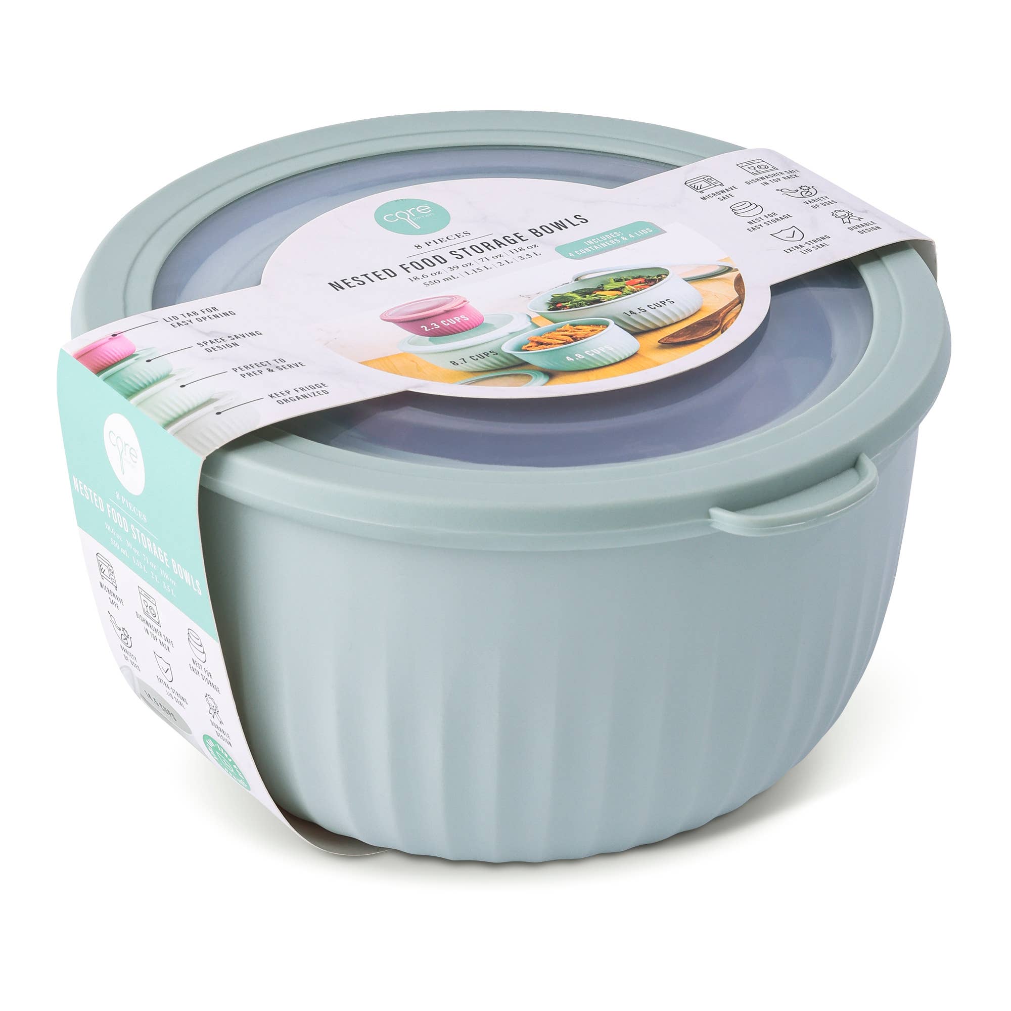 8pc Ribbed Round Storage Bowls