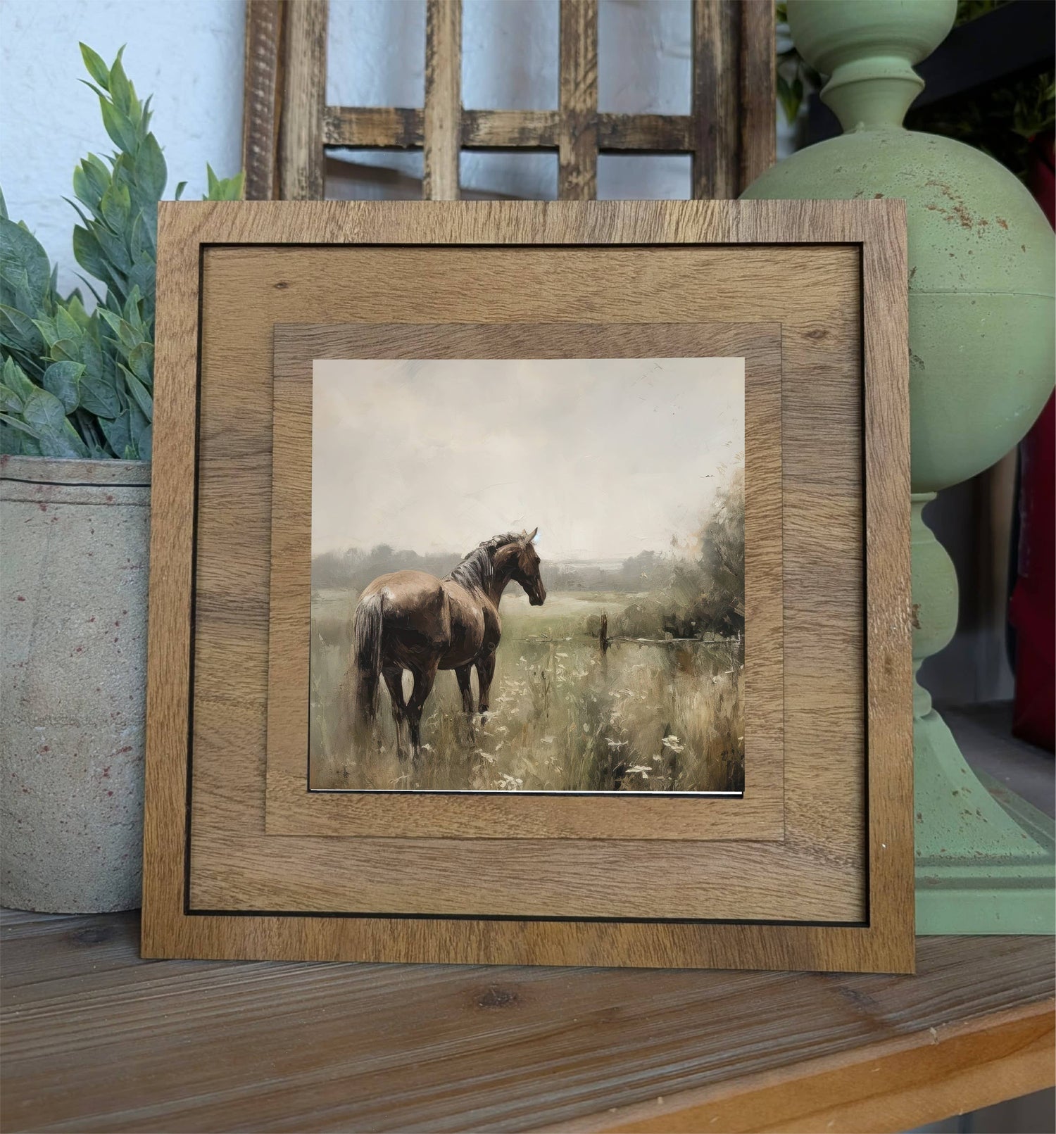 Insert Horse Painting for Square Frame