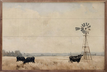 Black Cattle With Windmill