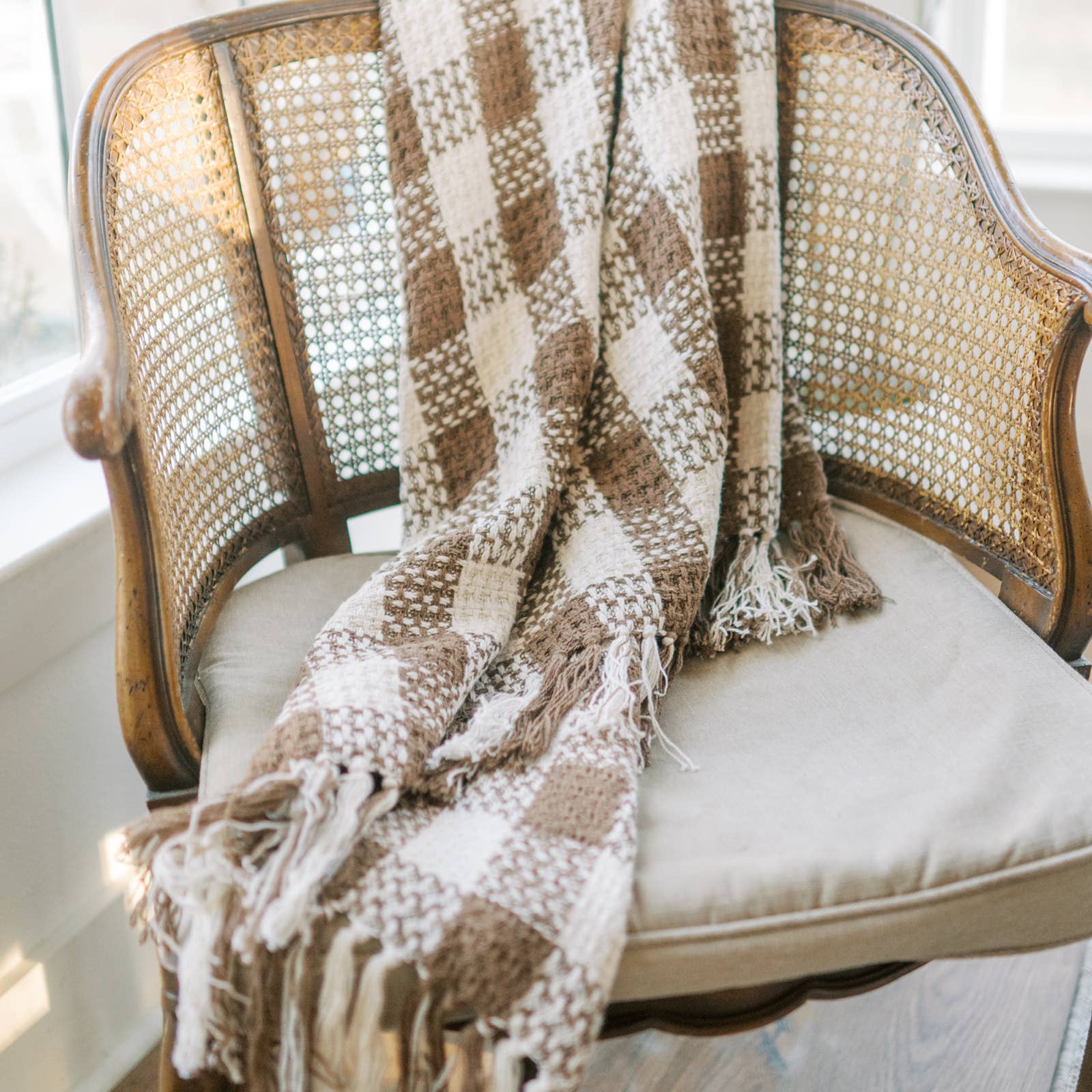Cocoa Brown Heritage Check Throw