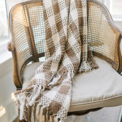 Cocoa Brown Heritage Check Throw