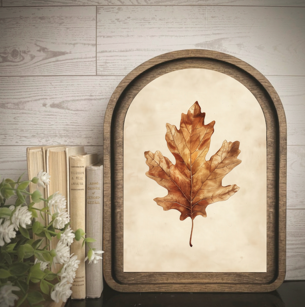 Arch Frame Art Fall Leaf Oak Autumn | Wood &amp; Canvas