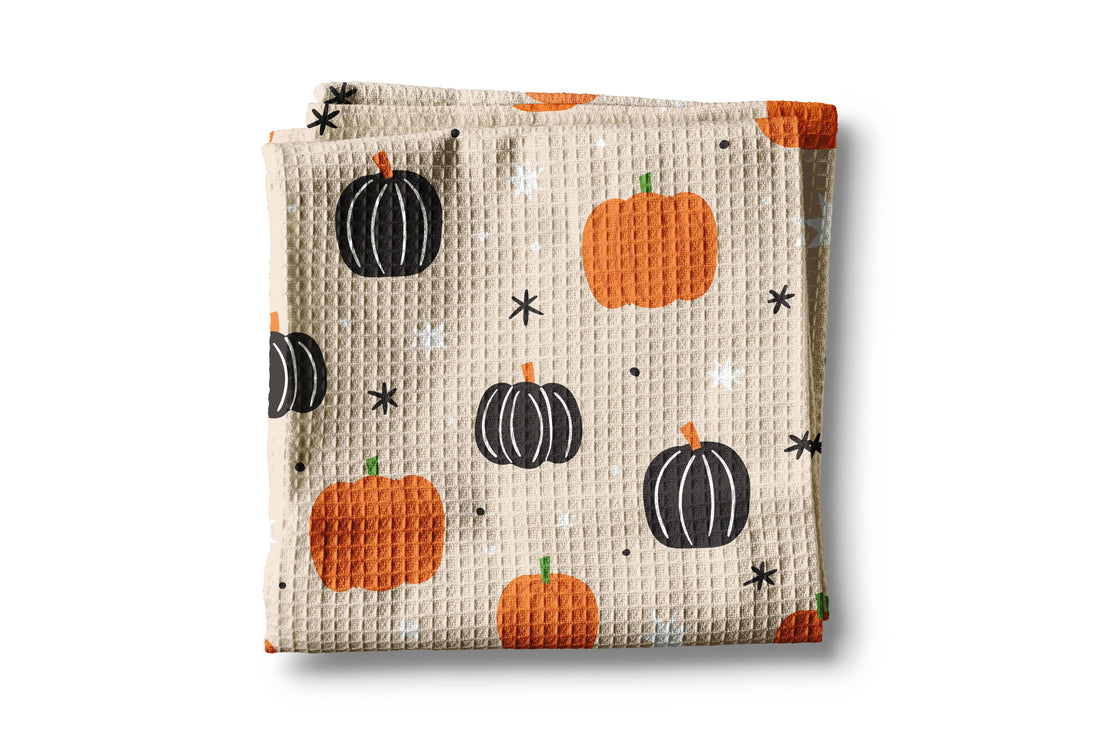 Pumpkin Retro Halloween Fall Kitchen Towel Waffle Weave