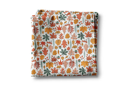 Autumn Leaves Foliage Fall Acorn Retro Kitchen Towel Waffle