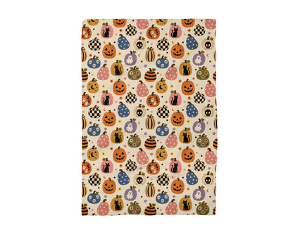 Pumpkin Retro Halloween Fall Kitchen Towel Waffle Weave