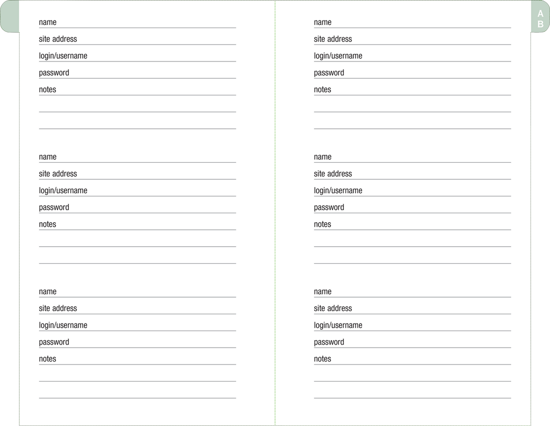 Eucalyptus Internet Address &amp; Password Logbook