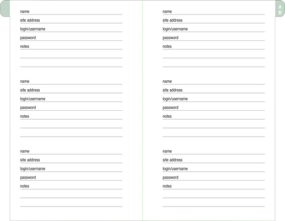Eucalyptus Internet Address &amp; Password Logbook