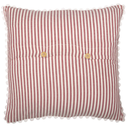 Farmhouse Ticking Red Pillow Cover 18Lx18W