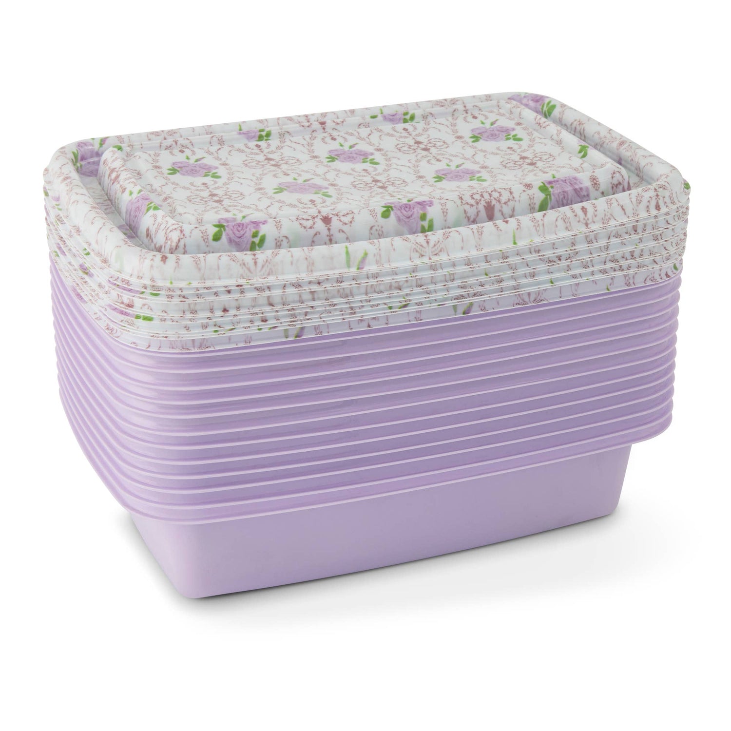 24pc Food Storage Set Plastic - Vintage Purple Floral