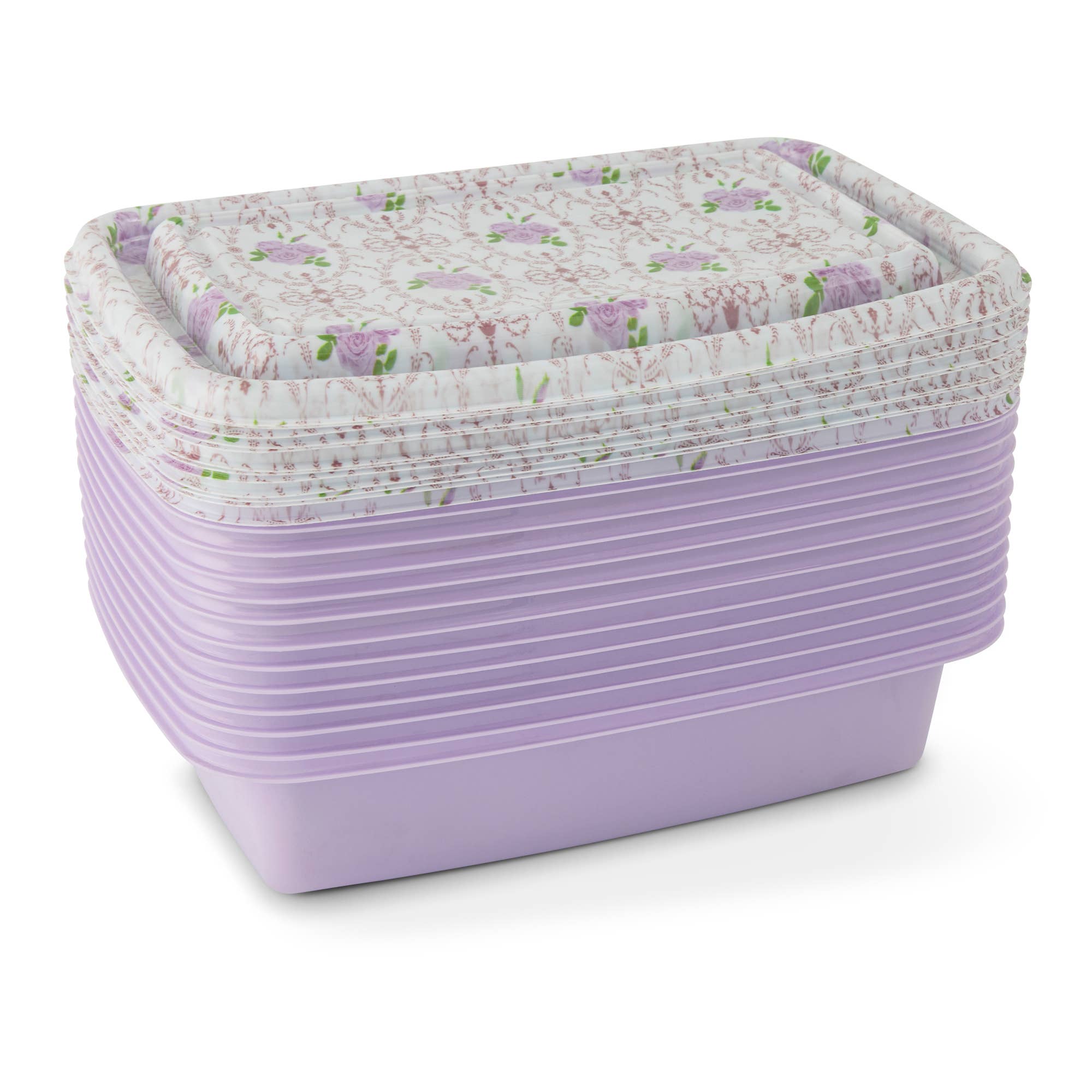 24pc Food Storage Set Plastic - Vintage Purple Floral