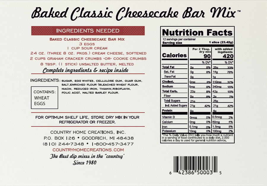 Artisan Kitchen Baked Classic Cheesecake Bar Mix