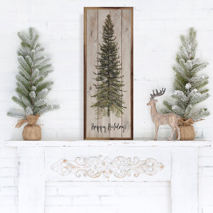 Happy Holidays Skinny Tree Whitewash
