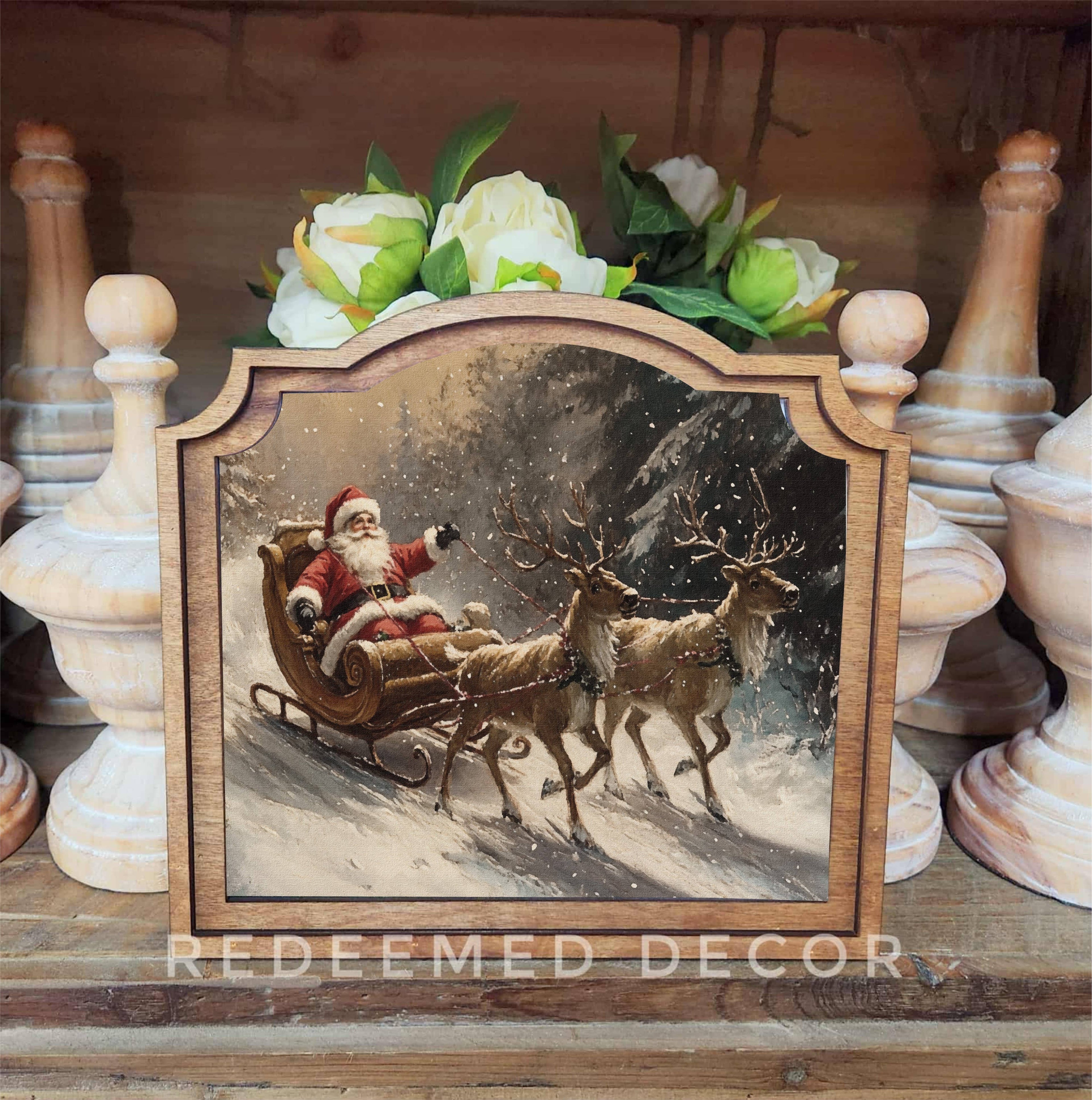 Provincial Santa Sleigh Framed Art