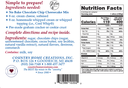 No Bake Chocolate Chip Cheesecake Mix