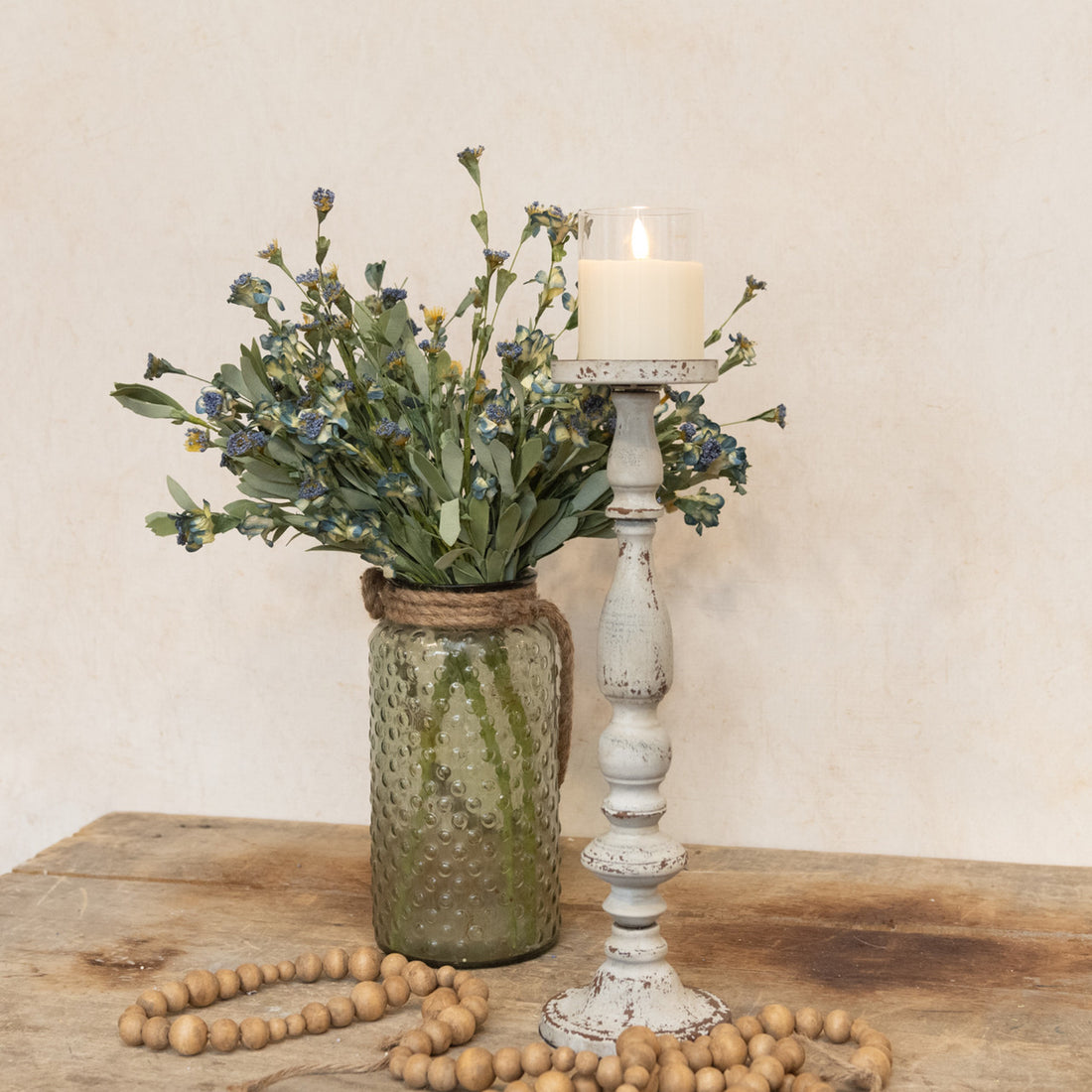 Aged Pillar Candle Stand