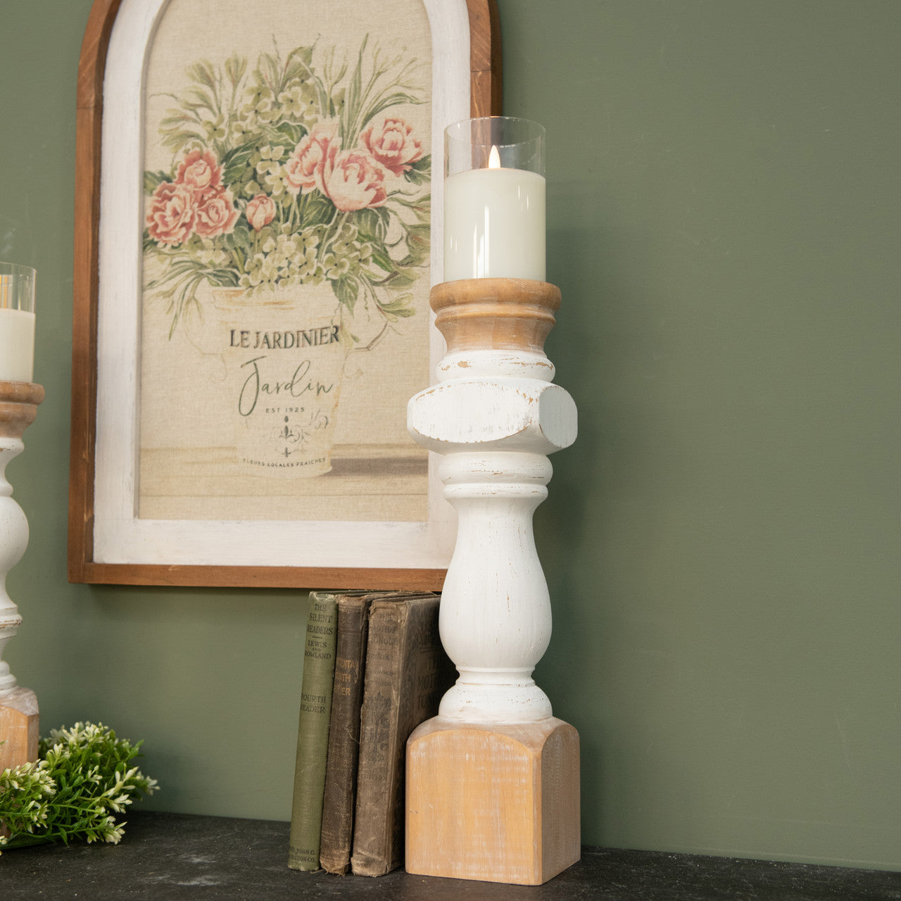 Painted Pillar Candle Stand