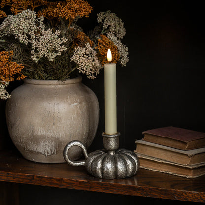Pewter Pumpkin Taper Candle Holder