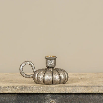 Pewter Pumpkin Taper Candle Holder
