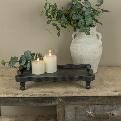 Scalloped Raised Wood Tray