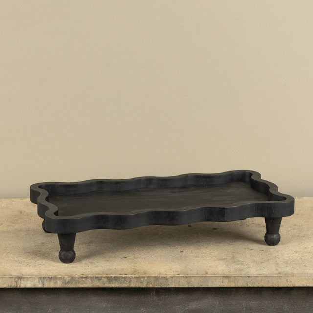 Scalloped Raised Wood Tray