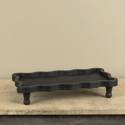 Scalloped Raised Wood Tray