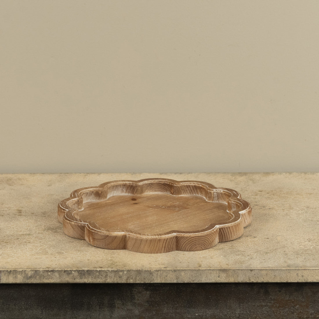 Scalloped Flat Wood Tray