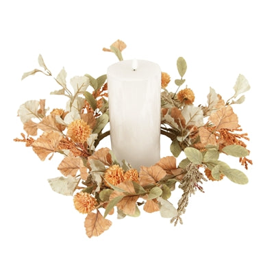 Cream &amp; Orange Pom Pom Candle Ring