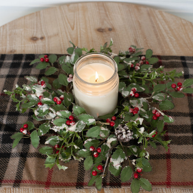 Glittered Holly, Berry &amp; Cone Wreath