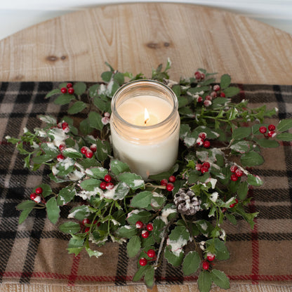 Glittered Holly, Berry &amp; Cone Wreath