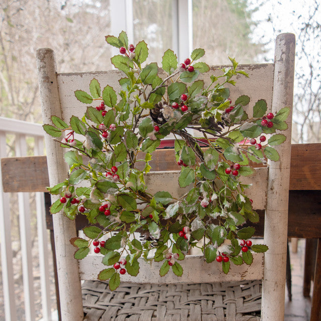 Glittered Holly, Berry &amp; Cone Wreath