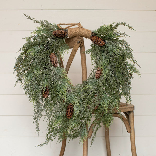 Iced Cedar &amp; Cone Wreath