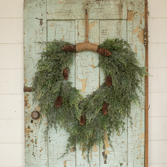 Iced Cedar &amp; Cone Wreath