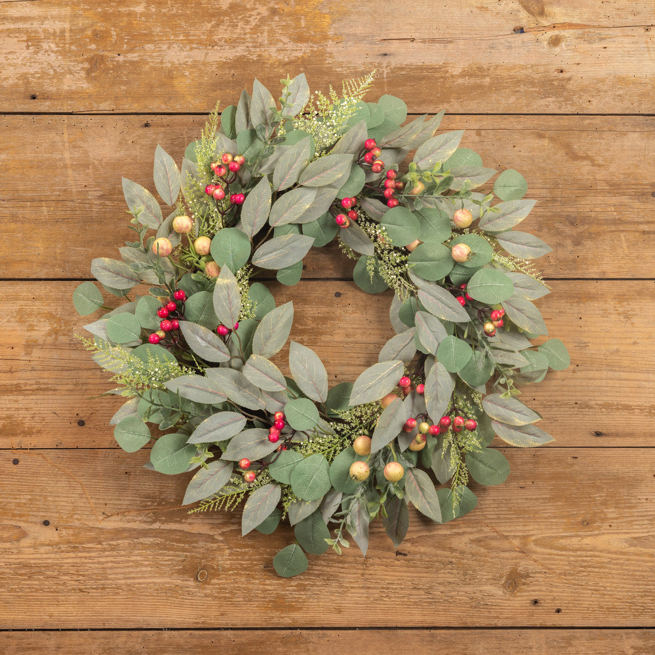 Mixed Leaves w/ Berries Wreath