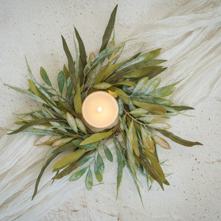 Green &amp; Yellow Mixed Leaf Candle Ring