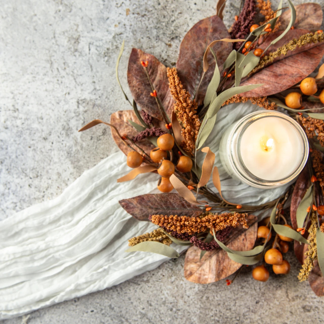 Orange Heather &amp; Berry Candle Ring