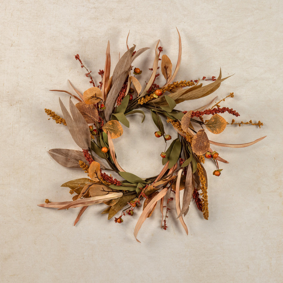 Mixed Heather Candle Ring w/ Berries