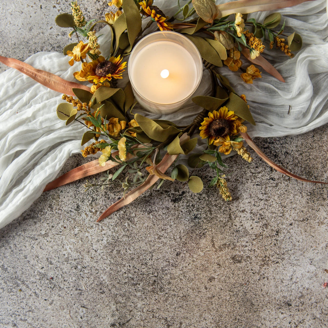 Mini Sunflower &amp; Wild Flower Candle Ring