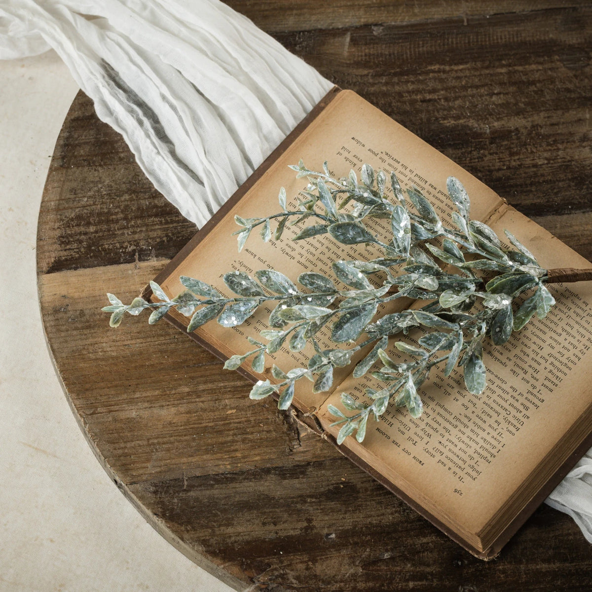 Glittered Sage Ruscus Pick