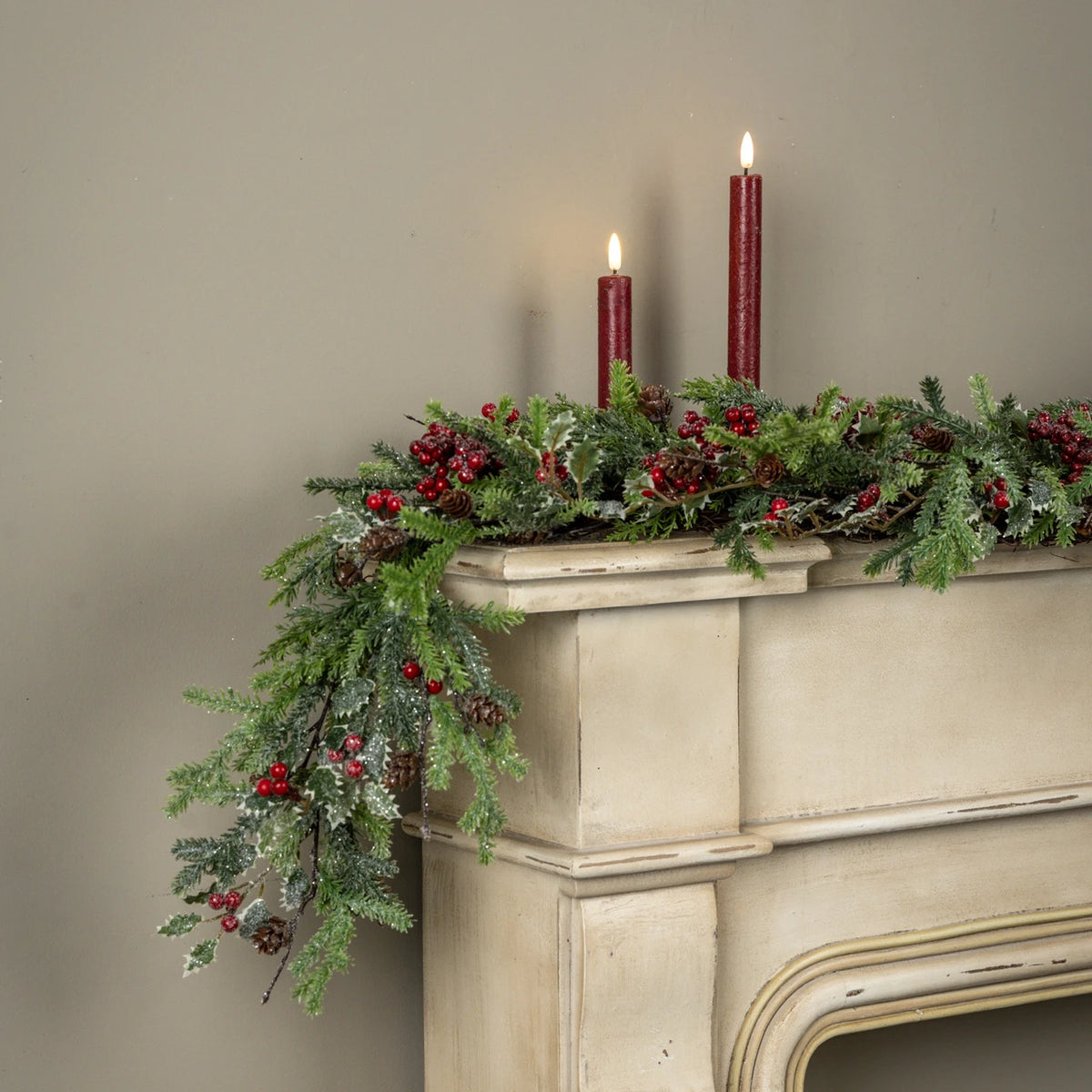 Glittered Pine, Cypress &amp; Holly Garland