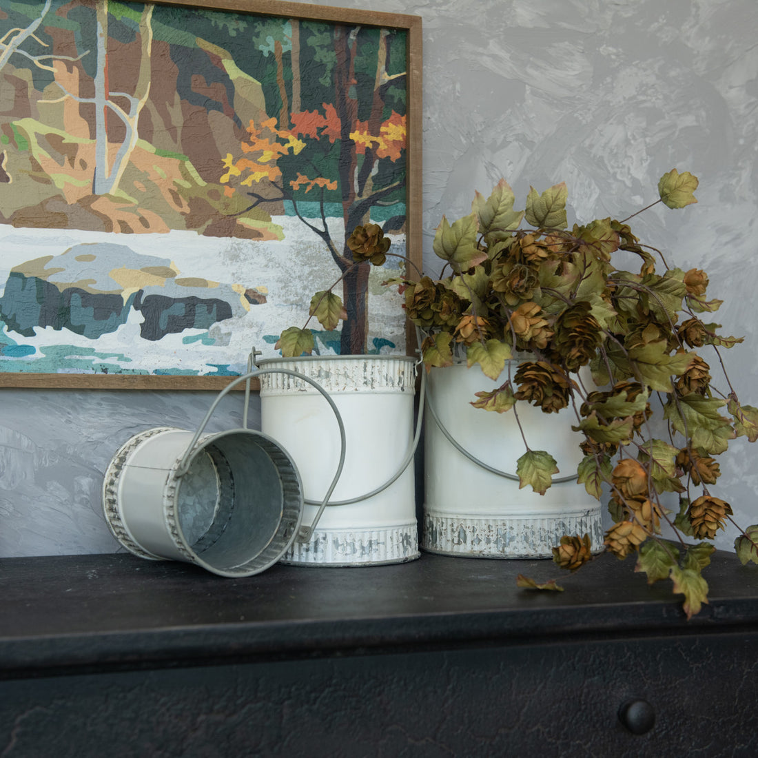 White & Silver Metal Bucket